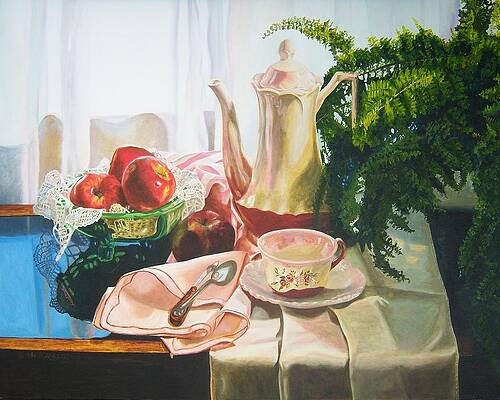 still life art print for sale oil painting Fern and Teapot by Diane Jorstad still life art print for sale oil painting Fern and Teapot by Diane Jorstad