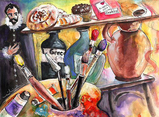 Wall Art - Painting - Still Life with El Greco in Toledo by Miki De Goodaboom