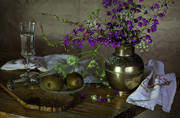 Wall Art - Photograph - Still Life With Kiwi And Field Flower by Property Of Olga Ressem.