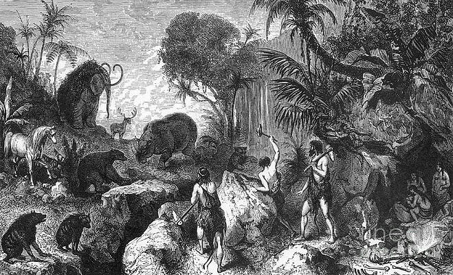Wall Art - Photograph - Stone Age Cavemen by Science Source