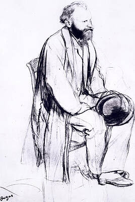 Wall Art - Drawing - Study for a portrait of Manet by Edgar Degas