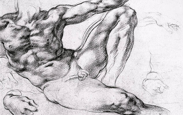 Wall Art - Drawing - Study for the Creation of Adam by Michelangelo