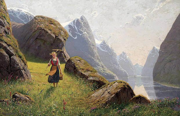 Summer in the Fjord Print by Hans Dahl