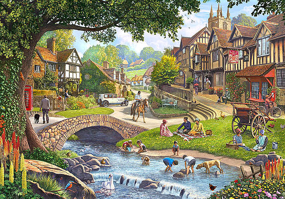 Wall Art - Painting - Summer Village Stream 2015 by MGL Meiklejohn Graphics Licensing