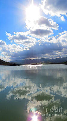Sun And Sky With Clouds Shining In Smoth Water by Adem DANE