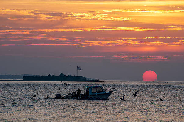 Sun Rise over Fort Sumter by Allen Carroll Sun Rise over Fort Sumter by Allen Carroll