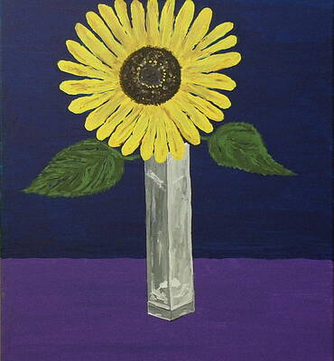  Painting - Sunflower in Square Vase by Daniel Nadeau
