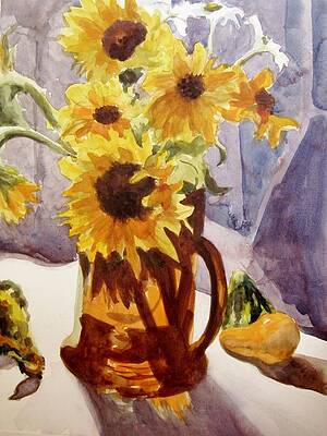 Sunflowers in Rust Glass Pitcher by Judith Scull Sunflowers in Rust Glass Pitcher by Judith Scull