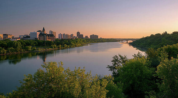 Wall Art - Photograph - Sunrise Over South Saskatchewan River by Panoramic Images