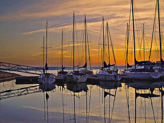 Sunrise Sailboats Reflections by Michael Whitaker Sunrise Sailboats Reflections by Michael Whitaker