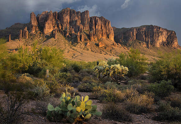 Wall Art - Photograph - Sunset at the Superstition Mountains by Dave Dilli