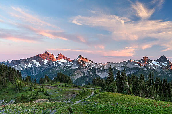 Wall Art - Photograph - Sunset on the Tatoosh Range by Michael Russell