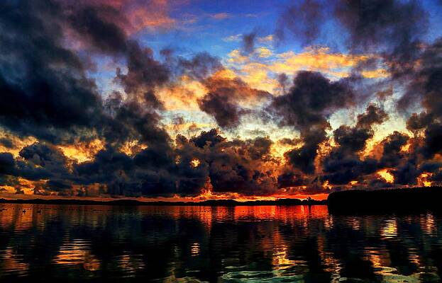 sunset over Lake Horowhenua by Daniel Harper