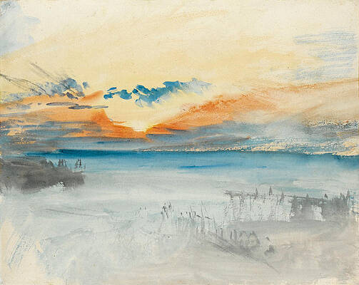 Sunset over Water Print by Joseph Mallord William Turner