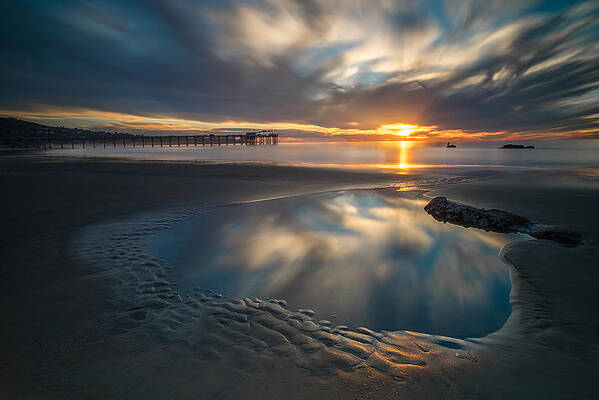 Wall Art - Photograph - Sunset Reflections in San Diego landscape version by Larry Marshall