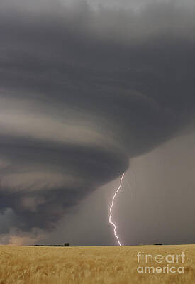 Wall Art - Photograph - Supercell Thunderstorm With Lightning by Jon Davies