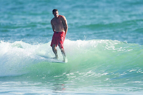 Wall Art - Photograph - Surfer Hanging Five On Longboard, While by Joe McBride