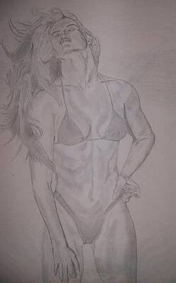 Wall Art - Drawing - Swimsuit Issue  by Henry Daker