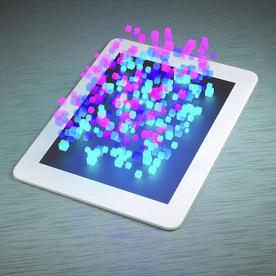 Wall Art - Digital Art - Tablet With Three Dimensional Cubes by Maciej Frolow