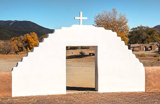 Wall Art - Photograph - Taos Pueblo Church Entrance by Vikki King