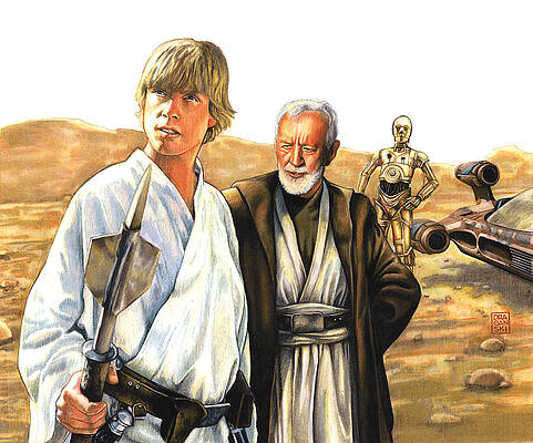 Wall Art - Drawing - Tatooine Massacre by Edward Draganski