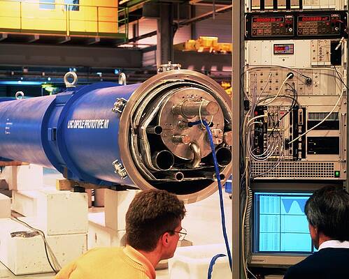 Wall Art - Photograph - Testing Magnet For Large Hadron Collider by Science Photo Library