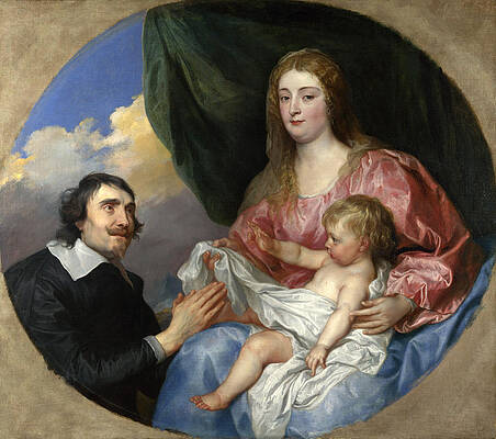 The Abbe Scaglia adoring the Virgin and Child Print by Anthony van Dyck