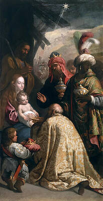 The Adoration Of The Magi Print by Eugenio Cajes