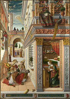 The Annunciation With Saint Emidius Print by Carlo Crivelli