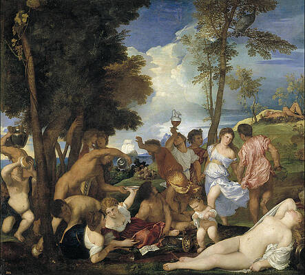 The Bacchanal of the Andrians Print by Titian