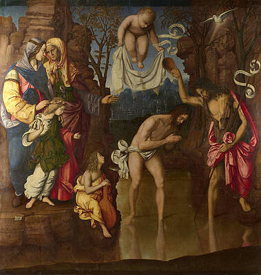 The Baptism of Christ Print by Francesco da Cotignola
