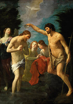 The Baptism of Christ Print by Guido Reni