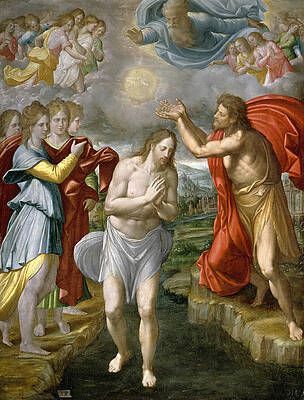 The Baptism of Christ Print by Juan Fernandez Navarrete