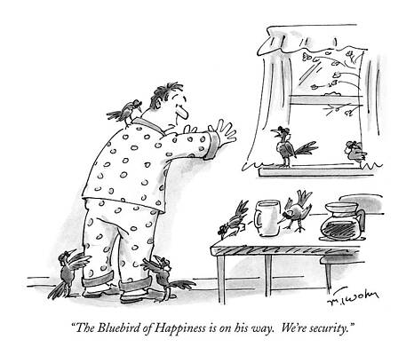 Wall Art - Drawing - The Bluebird Of Happiness Is On His Way.  We're by Mike Twohy