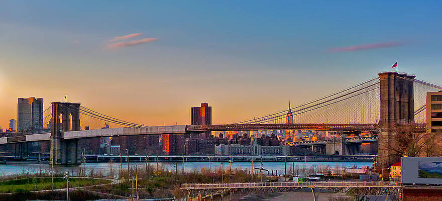 Wall Art - Photograph - The Brooklyn Bridge and the Empire State Building by Mitchell R Grosky