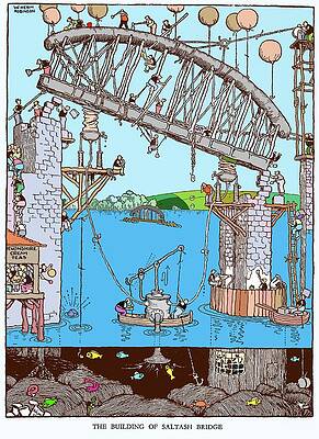Wall Art - Photograph - The Building Of Saltwash Bridge By W. Heath Robinson by Science Photo Library