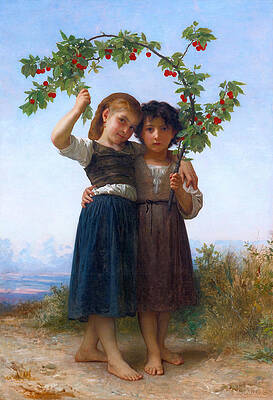 The Cherry Branch Print by William-Adolphe Bouguereau
