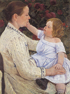 The Child's Caress Print by Mary Stevenson Cassatt