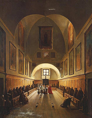 The Choir of the Capuchin Church Santa Maria Immacolata a via Veneto in Rome Print by Francois Marius Granet