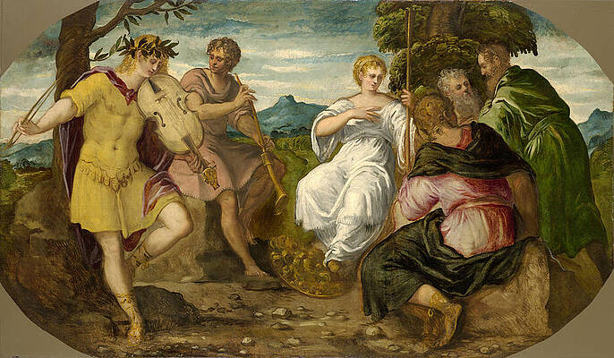 The Contest Between Apollo And Marsyas Print by Tintoretto