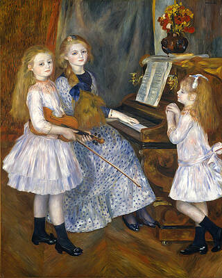 The Daughters of Catulle Mendes. Huguette Claudine and Helyonne Print by Pierre-Auguste Renoir