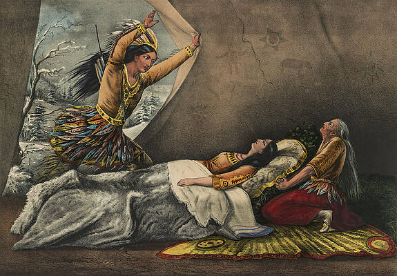Wall Art - Painting - The death of Minnehaha circa 1867 by Aged Pixel