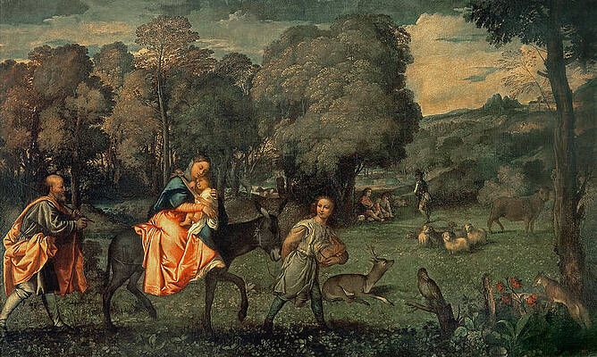 Wall Art - Photograph - The Flight Into Egypt, 1500s Oil On Canvas by Titian