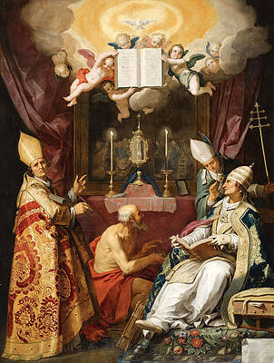 The Four Fathers of the Latin Church Print by Abraham Bloemaert