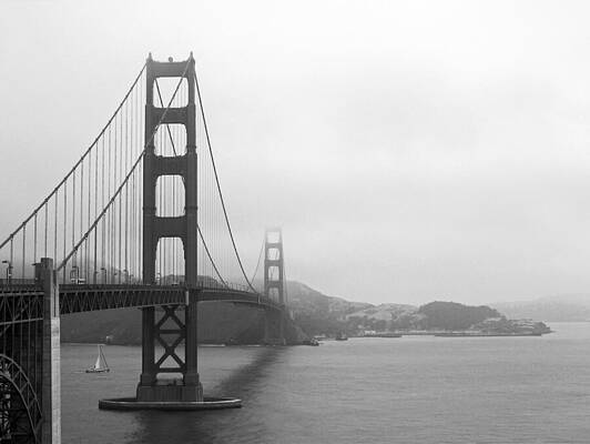 The Golden Gate Bridge B W by Connie Fox The Golden Gate Bridge B W by Connie Fox