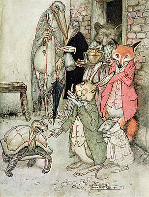 Wall Art - Photograph - The Hare And The Tortoise, Illustration From Aesops Fables, Published By Heinemann, 1912 Colour by Arthur Rackham