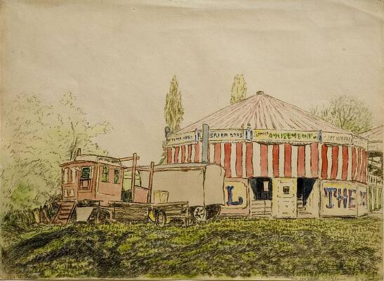 Wall Art - Drawing - The Joy Wheel, Mitcham by John Doman Turner