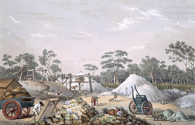 Wall Art - Drawing - The Kapunda Copper Mine, From South by George French Angas