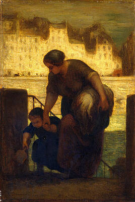 The Laundress Print by Honore Daumier