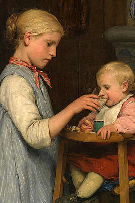 The Little Mother Print by Albert Anker